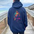 Retro Rock 'N' Roll Girl Música Rock Guitarrista Chica Women Oversized Hoodie Back Print Navy Blue