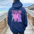 Retro Taylor First Name Personalized Birthday Girl Party Women Oversized Hoodie Back Print Navy Blue