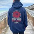 Rock Queenibes Guitarraintage Rose Rock Music Women Oversized Hoodie Back Print Navy Blue