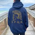 Roma Spqr Historia Romana Women Oversized Hoodie Back Print Navy Blue