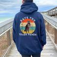 Save the Trash Panda Raccoon Hoodie - Retro Sunset Hoodie for Women Navy Blue