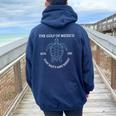 Graphic Sea Turtle Gulf Of Mexico Est 1550 Women Oversized Hoodie Back Print Navy Blue