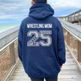 Senior Wrestling Mom 2025 Wrestling Mom Senior 25 3 Women Oversized Hoodie Back Print Navy Blue