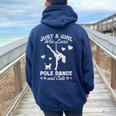 Solo Una Chica Que Ama La Pole Dance Y Los Gatos Pole Dancing Girl Women Oversized Hoodie Back Print Navy Blue