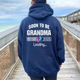 Soon To Be Grandma 2025 Loading Promoted To Grandma Apparel Women Oversized Hoodie Back Print Navy Blue