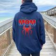 Spider Mom Family Birthday Boy Retro Mother's Day Women Oversized Hoodie Back Print Navy Blue