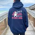 Traje De Esgrima Para Just A Girl Who Loves Fencing Women Oversized Hoodie Back Print Navy Blue