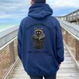 Trash Can Raccoon Women's Oversized Hoodie - Fun Back Print Navy Blue