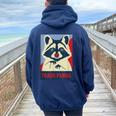 Trash Panda Raccoon Lover Poster Animal Women Oversized Hoodie Back Print Navy Blue
