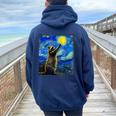 Van Gogh Raccoon Hoodie - Starry Night Design for Women Navy Blue