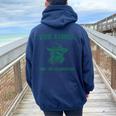 The Vibes Are In Shambles Sarcastic Raccoon Cowboy Women Oversized Hoodie Back Print Navy Blue