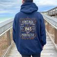 Vintage 1945 80Th Birthday 80 Year Old For Women Women Oversized Hoodie Back Print Navy Blue