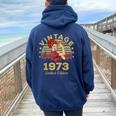 Vintage 1973 Made In 1973 48Th Birthday 48 Years Women Oversized Hoodie Back Print Navy Blue
