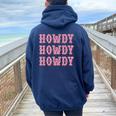 Vintage Howdy Rodeo Western Country Southern Cowgirl Women Oversized Hoodie Back Print Navy Blue