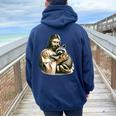 Vintage Jesus & Raccoon Women’s Hoodie - Cozy Animal Lover’s Gift Navy Blue