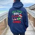 Will Trade Kids For Candy Canes Dad Mom Christmas Xmas Women Oversized Hoodie Back Print Navy Blue