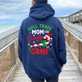 Will Trade Mom For Candy Cane Boys Girls Christmas Premium Women Oversized Hoodie Back Print Navy Blue
