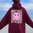 100Th Day Of School Vibes Cute Groovy 100 Days Of School Kid Women Oversized Hoodie Back Print Maroon