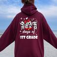101 Days 1St Grade Dog 100 Days School 100Th Day Students Women Oversized Hoodie Back Print Maroon