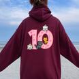 10Th Birthday Cats On Number 10 Kawaii Bday Kitten Girls Kid Women Oversized Hoodie Back Print Maroon