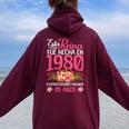 45 Años Regalo De Cumpleaños Hecha En 1980 45 Años Women Oversized Hoodie Back Print Maroon