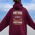 45 Cumpleaños 45 Años Hombre Intage 1980 Regalo Women Oversized Hoodie Back Print Maroon