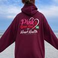 Aka Pink Goes Red Heart Health Awareness Costume For Women Women Oversized Hoodie Back Print Maroon