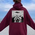 Alien UFO Raccoon Stuffed Animal For Men Women Kids Women Oversized Hoodie Back Print Maroon