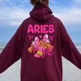 Aries Girl Birthday Queen Sneakers Zodiac Sign Women Oversized Hoodie Back Print Maroon