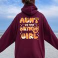 Aunt Of The Birthday Girl Dog Family Party Decorations Women Oversized Hoodie Back Print Maroon