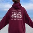 Baby Raccoon Women's Oversized Hoodie | Cute Back Print Maroon