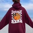 Basketball Mama Coquette Bow Game Day Sports Lover Mom Women Oversized Hoodie Back Print Maroon