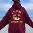 Best Buckin' Grandpa Ever Western Rodeo Cowboy Bucking Horse Women Oversized Hoodie Back Print Maroon