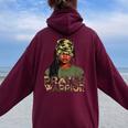 Camo Hat Prayer Warrior God Jesus Christian Black Girl Women Women Oversized Hoodie Back Print Maroon