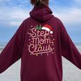 Candy Canes Step Mom Claus Santa Hat Christmas Womens Women Oversized Hoodie Back Print Maroon