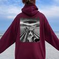 Cat Selfie With Alien Ufo bigfoot For Women Women Oversized Hoodie Back Print Maroon