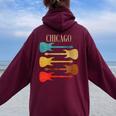 Chicago Concert Rock Music Festival Guitarras Illinois Band Il Cuello Women Oversized Hoodie Back Print Maroon