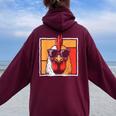Chicken Vintage Rooster Farmer Chickens Fathers Day Women Oversized Hoodie Back Print Maroon