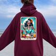 Cool Mama Club Tarot Card Skeleton Halloween Women Oversized Hoodie Back Print Maroon