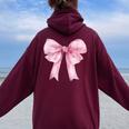 Coquette Pink Bow For Girls Cute Pink Coquette Bow Women Oversized Hoodie Back Print Maroon