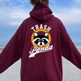 Cute Cartoon Trash Panda Raccoon Back Print Women's Hoodie Maroon