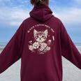 Cute Cat Rage Consumes Me Sarcastic Kitten Flower Women Oversized Hoodie Back Print Maroon