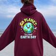 Cute Go Planet Its Your Earth Day 2025 Teacher Boys Girls Women Oversized Hoodie Back Print Maroon