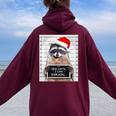 Dear Santa I Can Explain Christmas Raccoon Women Oversized Hoodie Back Print Maroon