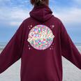 Discoball Taylor First Name Personalized Birthday Girl Party Women Oversized Hoodie Back Print Maroon