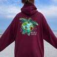 Earth Day Is Every Day Sea Turtle Animal Saving Earth Women Oversized Hoodie Back Print Maroon