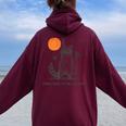 Everyday Is Trash Day Retro 90s Sunset Raccoon Trash Panda Women Oversized Hoodie Back Print Maroon