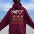 Feo Navidad Feliz Saturnalia Todos La Antigua Roma Women Oversized Hoodie Back Print Maroon