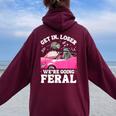Feral Animal Meme Women's Oversized Hoodie - Fun & Unique Back Print Maroon