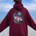 Ferret Oversized Hoodie for Women | Howling Moon Back Print | Cozy Unisex Maroon